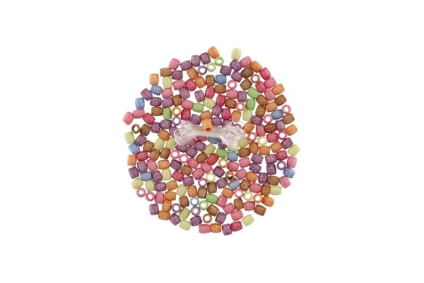 Bead Set With String - Colorful Plastic Beads in Plastic Jar