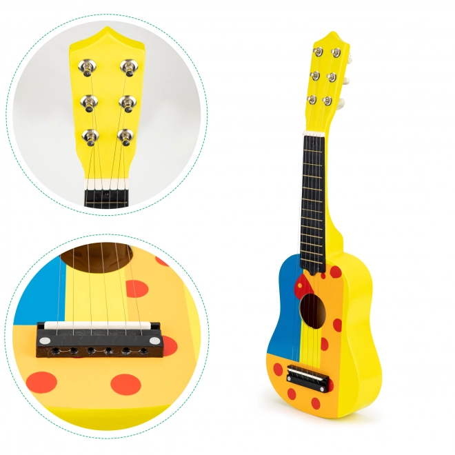 Wooden Children's Guitar with Metal Strings - Yellow by Ecotoys