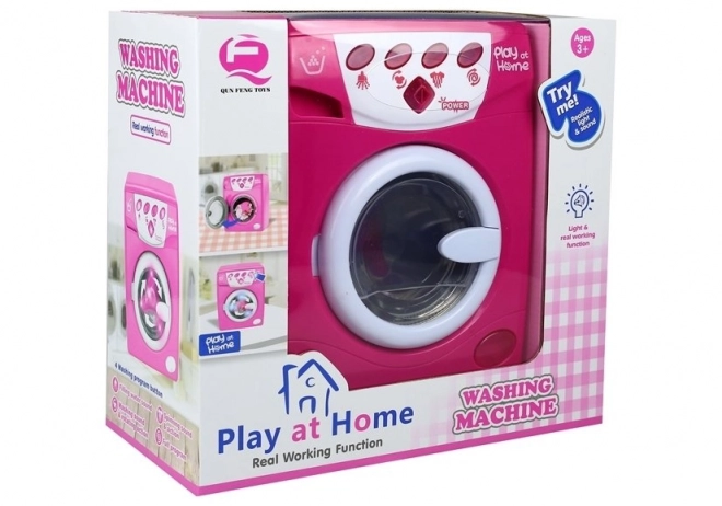 Battery-Operated Pink Washing Machine with Sound