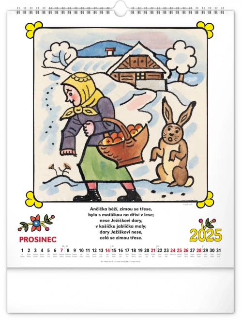 Children's Wall Calendar with Josef Lada Illustrations 2025