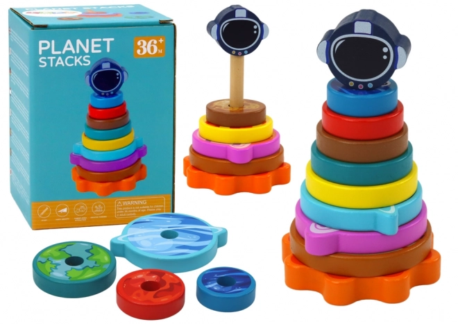 Wooden Planet Pyramid Stacker Puzzle