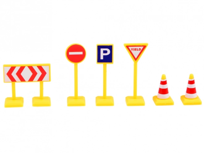 Metal Toy Cars Set with Road Signs