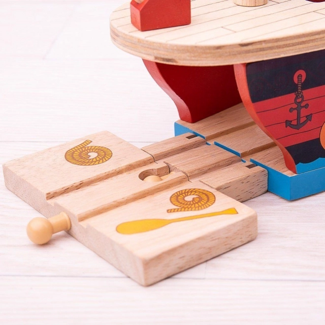 Pirate Ship Toy for Wooden Train Sets