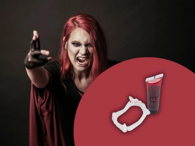 Vampire Fang Set with Fake Blood for Halloween