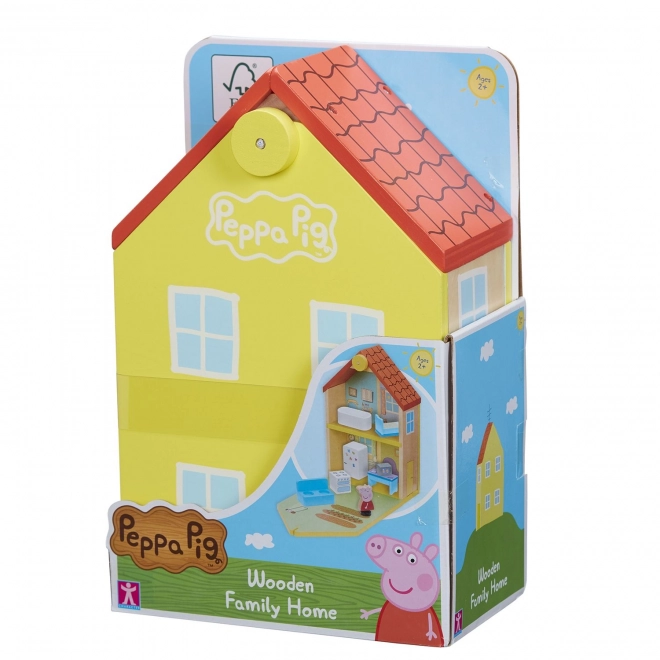 Wooden Family Dollhouse with Peppa Pig