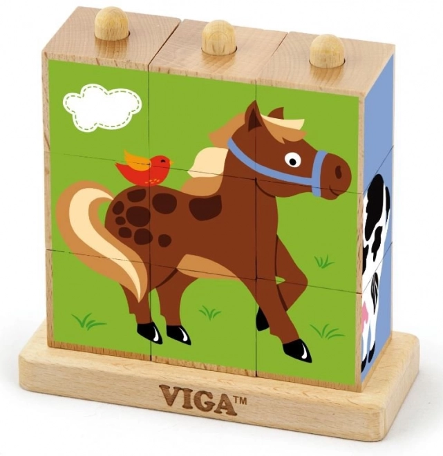 Viga Wooden Animal Puzzle Blocks