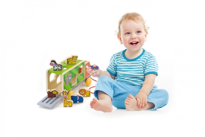 Wooden Toy Truck with Animal Inserts