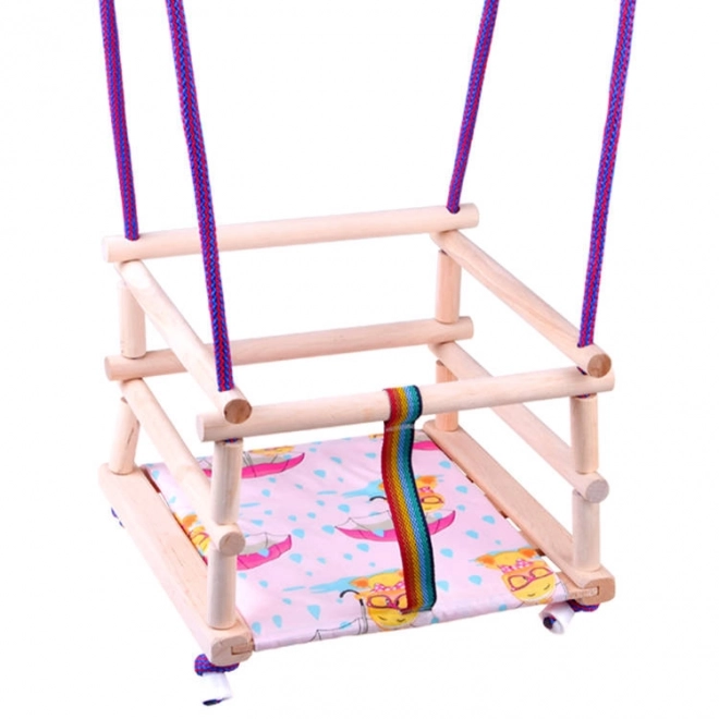 Colorful Wooden Swing with Cushion