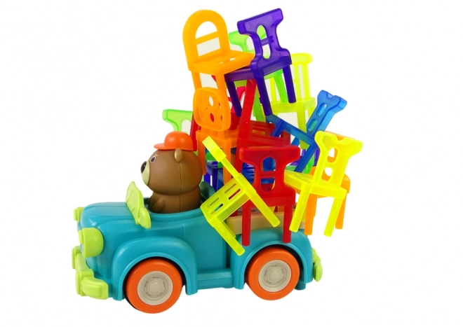 Falling Chairs Dexterity Game with Toy Car