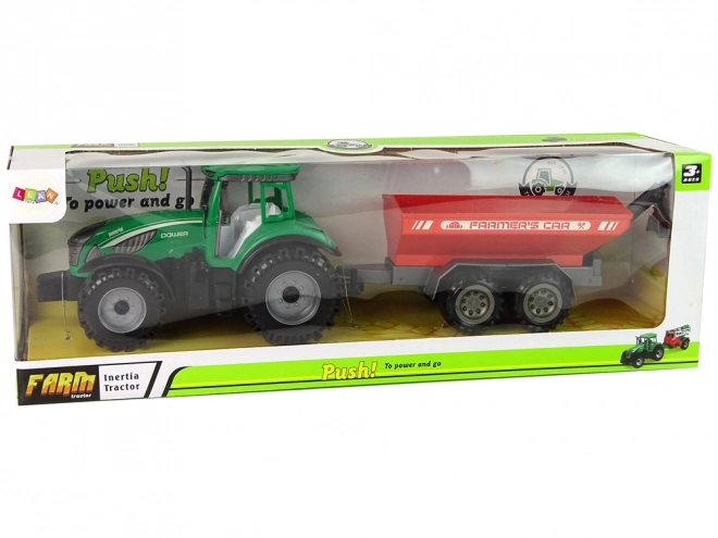 Green Tractor with Red Trailer Friction Drive