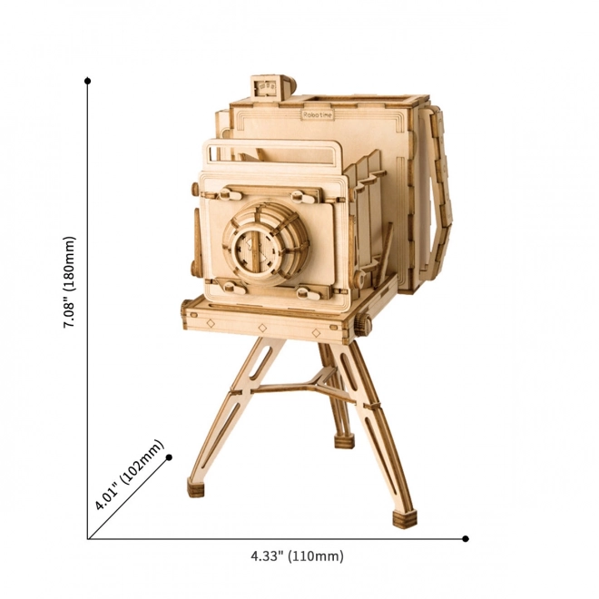 Robotic Wooden 3D Puzzle Historical Camera