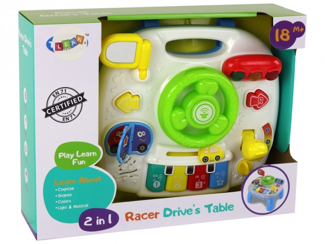 Educational Interactive Table with Steering Wheel 2-in-1 for Toddlers