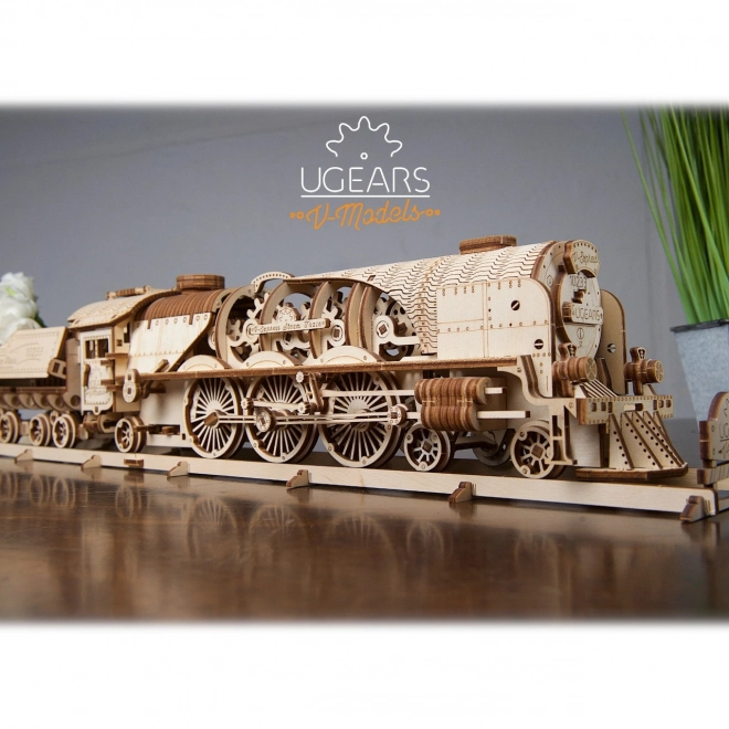 Ugears 3D Wooden Mechanical Puzzle Steam Locomotive V-Express 4-6-2 with Tender