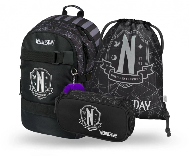 Set Backpack, Pencil Case, and Drawstring Bag Wednesday Nevermore