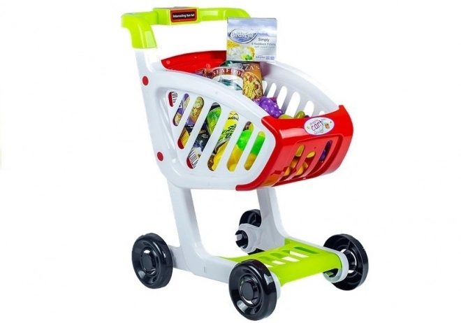 Colorful Shopping Cart with Groceries Set