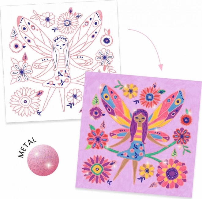 Djeco Sparkling Coloring Set - Fairies