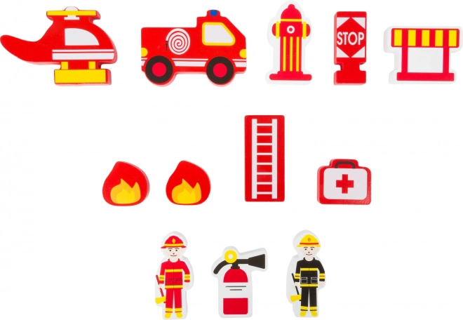 Kleine Fuß Holz Feuerwehrstation im Koffer