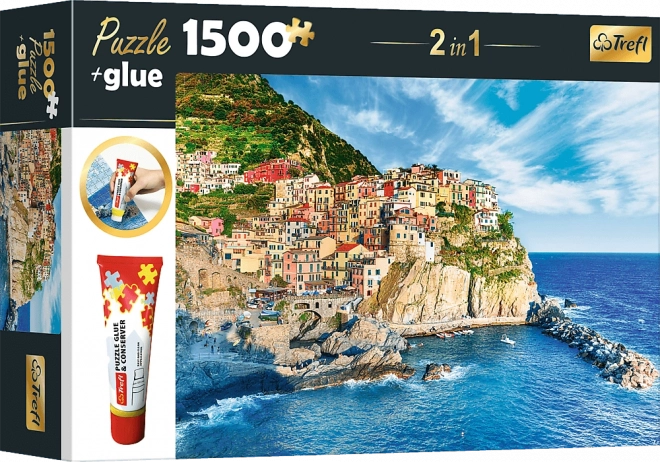 Trefl 2-in-1 Puzzle Manarola, Liguria, Italy with Adhesive