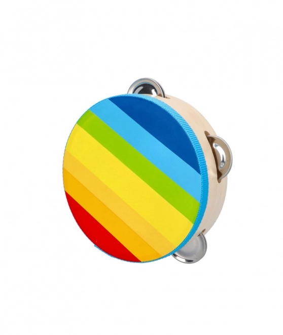 Rainbow Wooden Tambourine