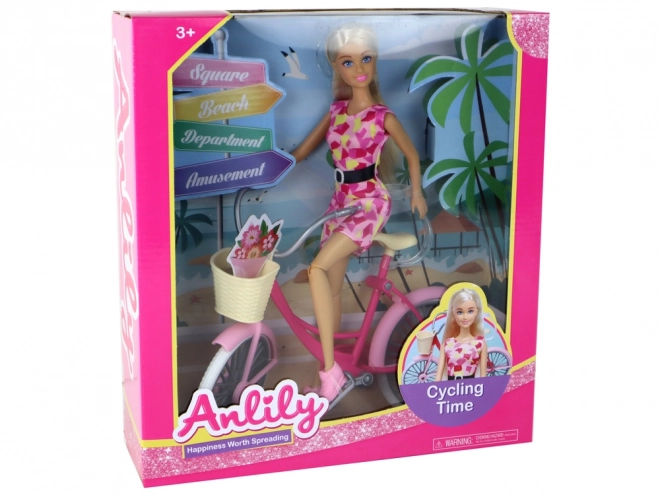 Anlily Cycling Doll with Pink Bicycle Set