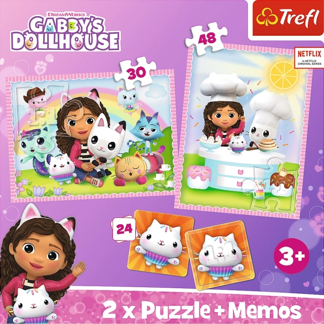 Puzzle Set with Memo Game Gabbys Dollhouse