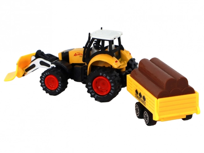 Tractor with Trailer Excavator Bulldozer Yellow