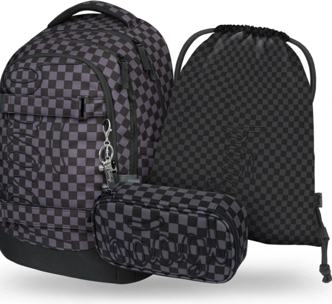 Set di articoli scolastici BAAGL Skate Max grigio: zaino, astuccio e sacchetto