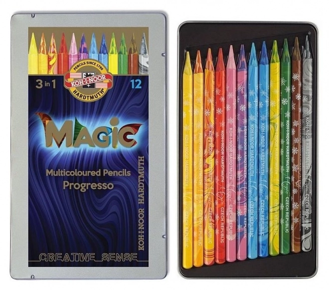 Koh-i-noor Magic 3-in-1 Colored Pencils - 12 Pieces