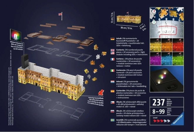 Ravensburger Glowing 3D Puzzle Night Edition Buckingham Palace