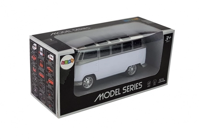 White Friction-Powered Toy Bus with Lights and Sounds