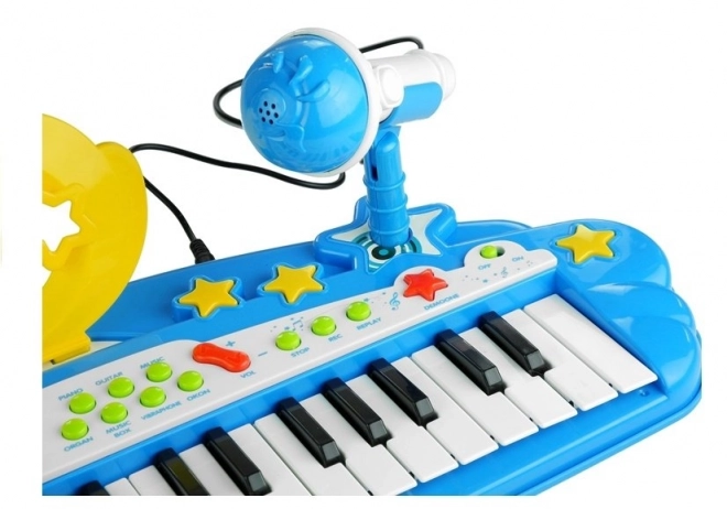 Large Keyboard with 37 Keys and Microphone Blue