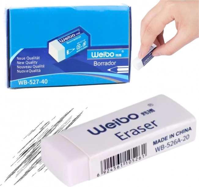 Gomme blanche scolaire et de bureau WEIBO 3,5 cm