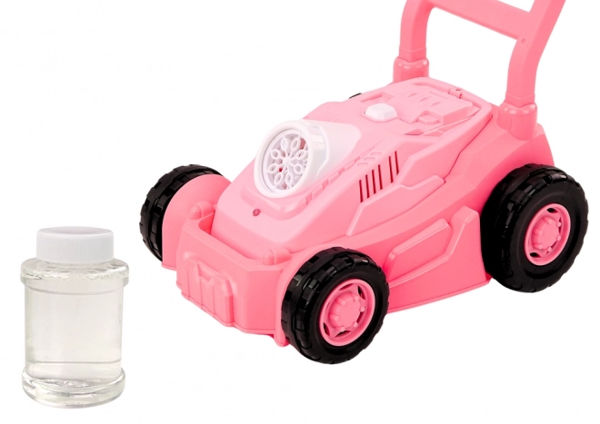 Bubble Machine Lawn Mower Ride-On with Handle Pink