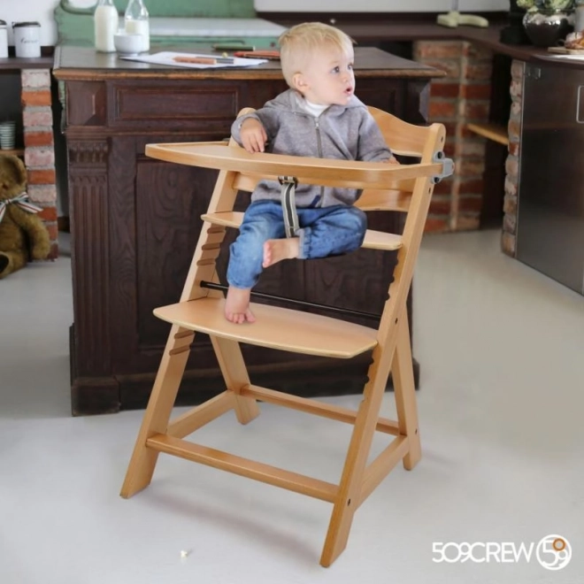 Adjustable High Chair with Tray - Natural