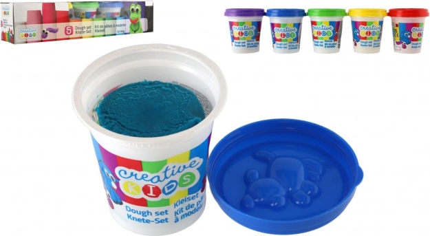 Boetseerklei in bekers – set van 5 kleuren in doos