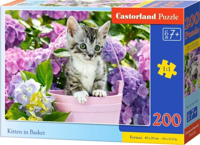 Puzzle Kitten in Basket 200 Piece