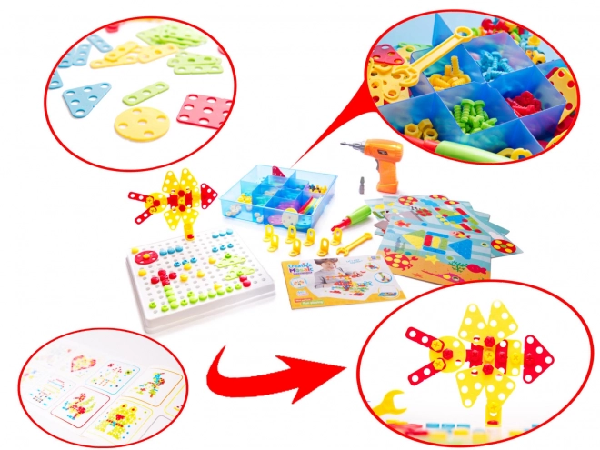 Educational Construction Set with Drill in Case - 261 Pieces