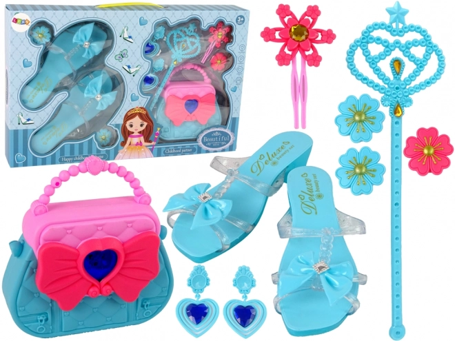 Princess Beauty Set with Blue Slippers and Accessories