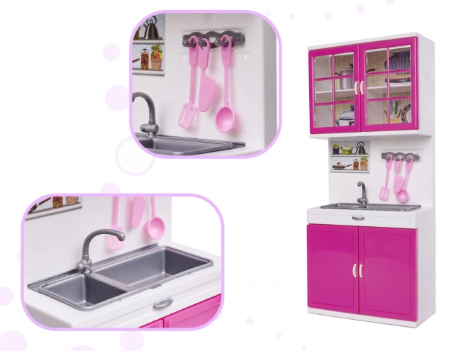 Doll Kitchen Set with LED and Sound Effects