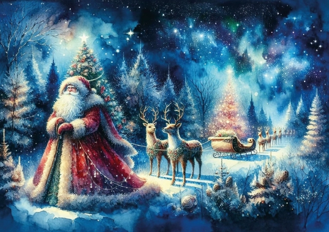 Puzzle Djed Božićnjak pod Sjevernim Nebom 260 dijelova