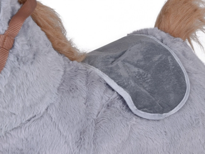 Inflatable Plush Riding Horse for Kids – Grey