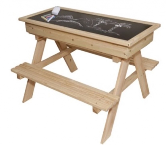 Garden furniture for children table + 2 benches sandbox blackboard storage space 93 x 78 x 68 cm