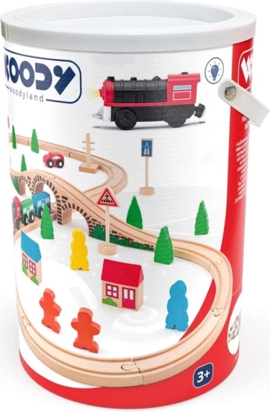 Woody Pista ferroviaria a forma di otto con locomotiva elettrica