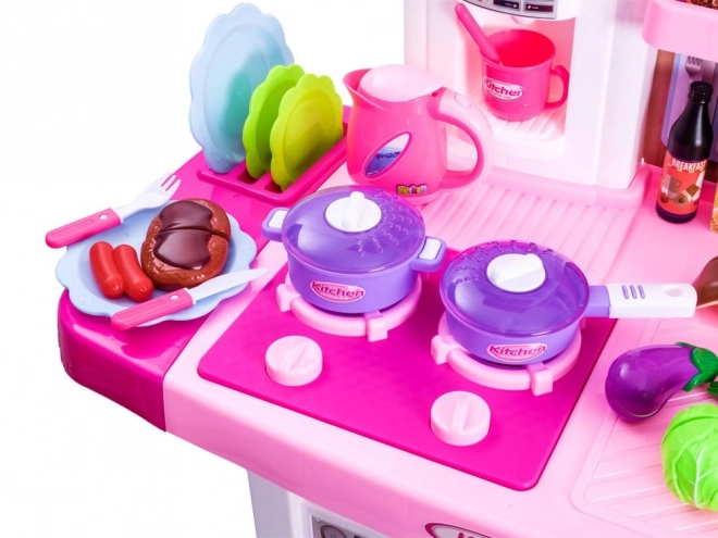 Interactive Children's Kitchen Set with Refrigerator – pink