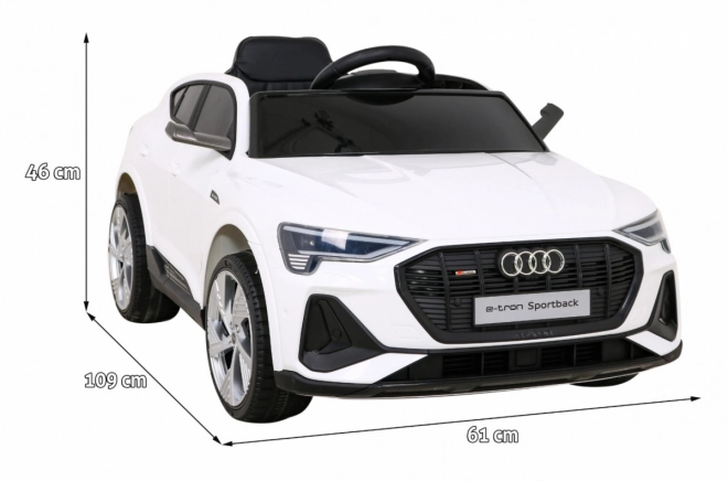 Audi E-Tron Sportback pre deti + Pilot + pohon 4x4 + pomalý rozjazd + rádio MP3 + LED – Biela