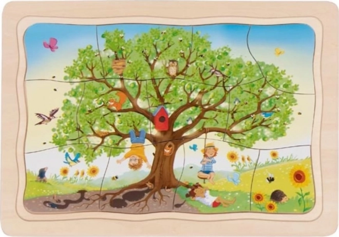 Multilayer Puzzle of Apple Tree in Different Seasons