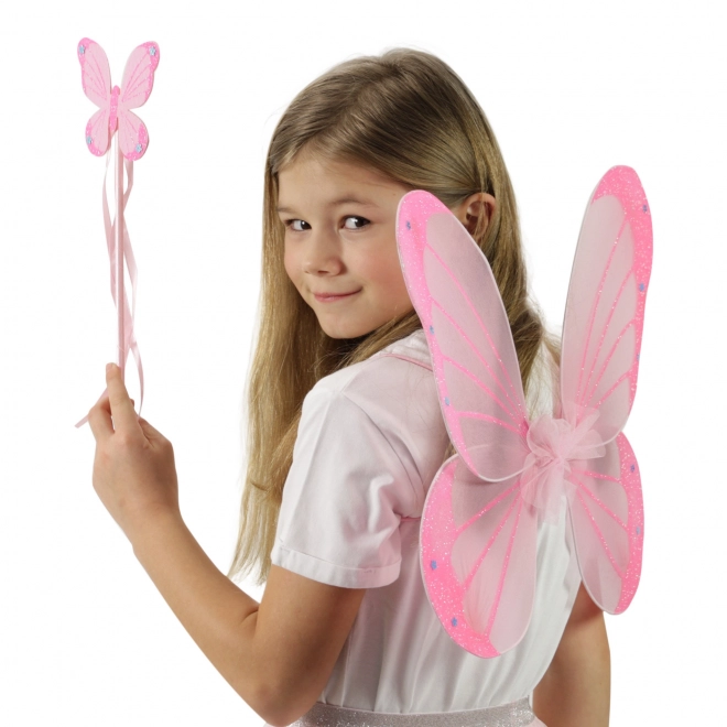 Pink Butterfly Wings with Wand for Girls