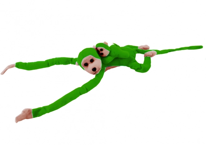 Plush Monkey Toy with Baby Green 70 cm