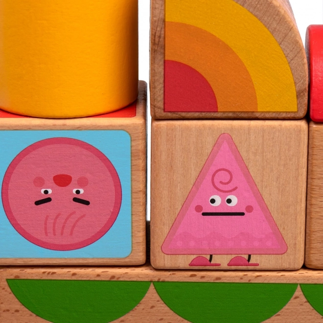 Colorful wooden pieces with emotions