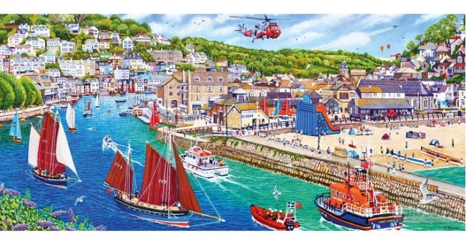 Gibsons Panoramic Jigsaw Puzzle Looe Harbour Cornwall